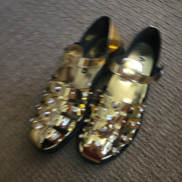 Sandro Gold Studded Fisherman Greek Strappy 39 - Picture 8 of 12